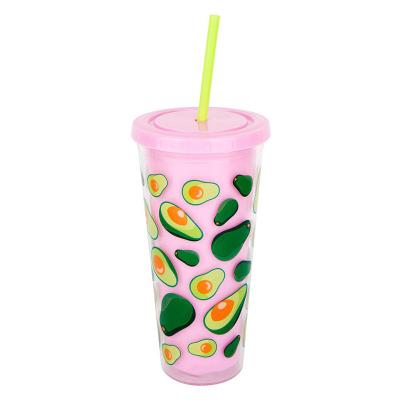 China Hot Selling Stored Large Capacity Anti-scald And Water Drop-Resistant Plastic Straw Cup Double-Layer Portable Cup for sale