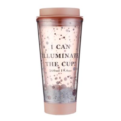 China Stored new creative dynamic induction shining light plastic cup gradient coffee cup custom gift for sale