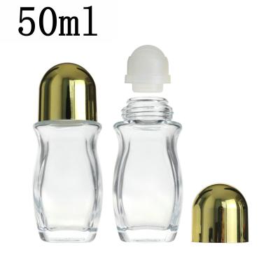 China Personal Care Perfume Deodorant Bottle 50ml Stainless Steel Transparent Roll On Bottle Essential Oil Packaging for sale