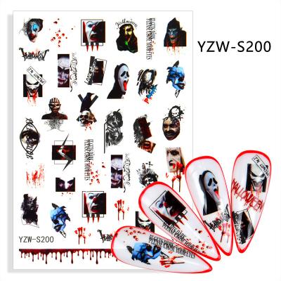 China Nail Art Charms Halloween Stickers Ghost Zombie Finger Makeup Witch Cosplay Nail Wraps Self Adhesive Halloween Nail Decals for sale