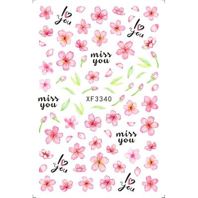 China New Designers Nail Art Charms XF3339-XF3348 Romantic Flower Nail Stickers Shapes 3d Nail Art Stickers for sale