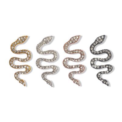 China Newest Alloy Diamond Nail Art Charms Snake Accessories For Flashing Nail Art Jewelry Accessories Rhinestone Metal Nails for sale