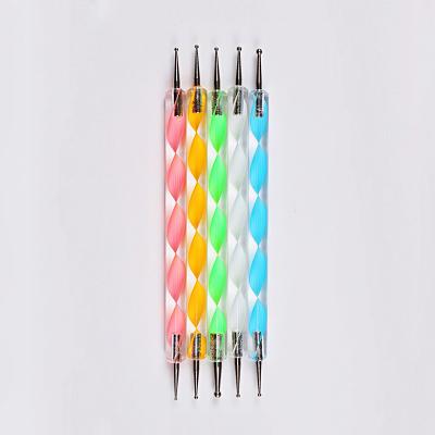 China Dotting Tools 5Pcs/Set Nail Art Design Spiral Handle Tools Multifunctional Colorful Dotting Pens for sale