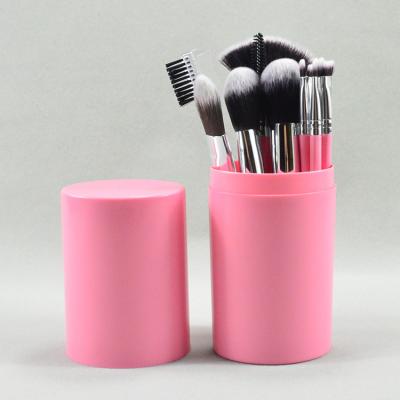 China Angular Blush 12Pcs Private Label Makeup Brush Set With Pet Cup Holder for sale