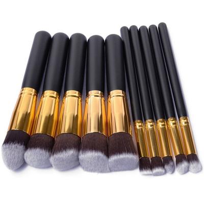 China Angular Blush High Quality Black White Pink Wooden Handle Flat Surface Makeupbrush Make Up Brushes Kit for sale