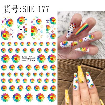 China Nail Art Charms New Design 6 Styles Accessories Art Decoration Nail Foil Polish Makeup Summer Sunflowers Manicure Sticker for sale