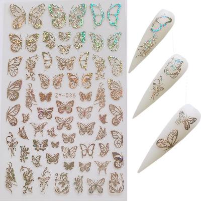 China 3D Airplane/Glitter Popular 3d Art Butterfly Designers Nail Stickers Custom Wraps Nail Pattern Popular Special Nail Stickers for sale