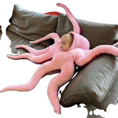 China Hot Selling Giant Pink Octopus Stuffed Plush Toys With Hooded Cute Baby Octopus Plush Toy For Christmas Party for sale