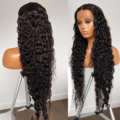 China Glueless Natural Water Wave Highlight 1B Honey Full Water Wave For Women Color Brazilian Hd Lace Front Human Hair Transparent Wigs for sale