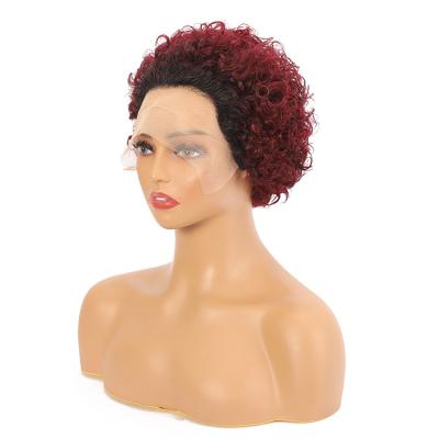 China Jerry Curl full lace short high ponytail transparent hair hd natural color pre plucked water curly 360 lace wig lead wig for sale