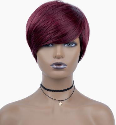 China Silky straight wave color cheap raw virgin wigs for women straight natural hair vendors hair short lead pixie wholesale wigs for sale