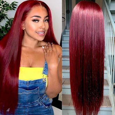 China Body Wave Colored Cheap Brazilian Indian Hair Indian Hair Full Lace Wigs 30 Inch 613 Hd Virgin Human Hair Burgundy Lace Front Wig for sale