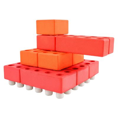 China Non-Toxic Safety DIY Building Bricks Red Orange Tank Multi-Legged Water Floating EVA Foam Building Blocks Bricks Toys for sale