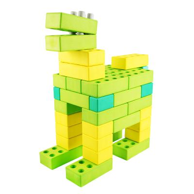 China Safety Non-Toxic Giant Building Bricks Toys Fun Kids Ride On Robot Green Dog EVA Foam Building Brick Toy for sale