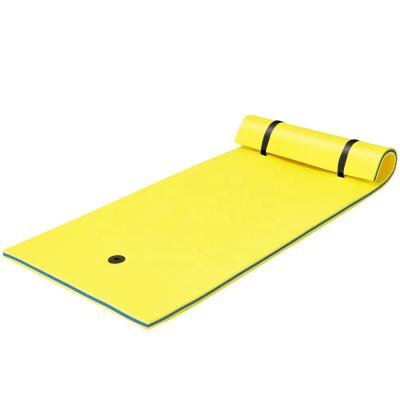 China Eco-Friendly XPE Material Custom Foam Floating Mat One Person Water Pad With Pillow Straps for sale