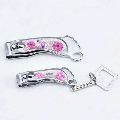 China Pink Cute Toe Shape Finger Toe Nail Clipper Set With Key Chain for sale