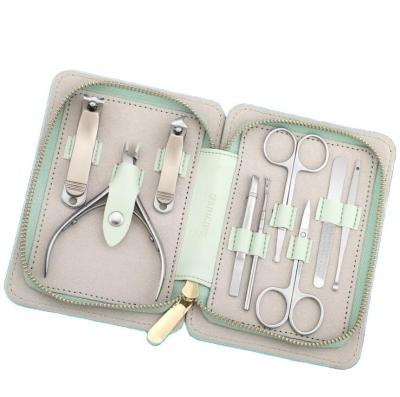 China Premium Eco-freindly 8 PCS Manicure Set Kit Stainless Steel Nail Clippers Pedicure Set With Beautiful Travel Case For Women And Men for sale