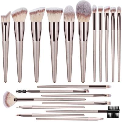 China Angular Blush Wooden Handle 20pcs Private Label Synthetic Nylon Hair Makeup Brush Set For Ladies Make Up Kit for sale