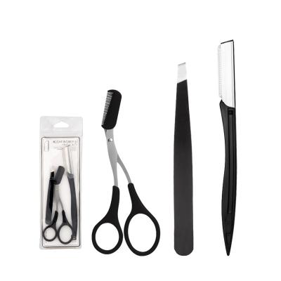 China Fashional Eyebrow Trimmer Eyebrow Trimmer Suit 3PCS Portable Eyebrow Trimmer Kit With Eyebrow Scissors for sale