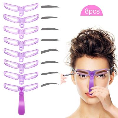 China 8 Style Reusable Eyebrow Shaping Kit Reusable Eyebrow Stencil with Handle and Strap for sale