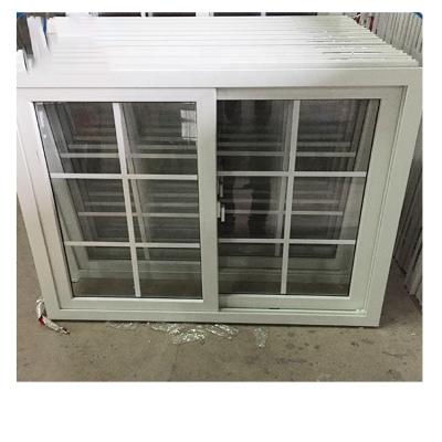 China YIXING Brand Windows PVC / UPVC Profile Sliding Sliding Glass Windows With Interior Grille Design for sale