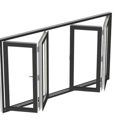 China Custom Folding Screen Durable Triple Track Aluminum Horizontal Folding Storm Windows for sale