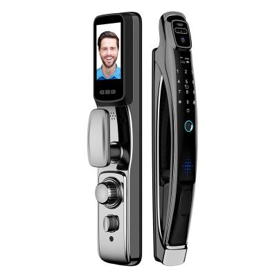 China Wifi Tuya 3D Auto Wifi Tuya App Face Recognition Fingerprint Lock Face Open Smart Door Lock With Built-in Doorbell for sale