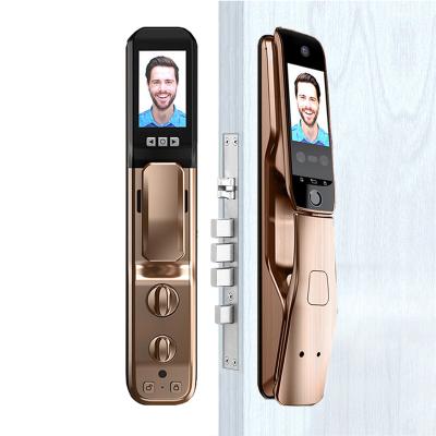 China Wifi Tuya App Premium Door Lock Plam Printing Zinc Alloy Smart Face Open Fingerprint Door Lock With HD Camera Digital Door Lock for sale