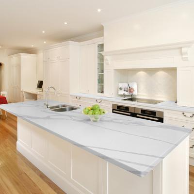 China New modern modern kitchen countertop calacatta quartz kitchen worktop with gray veins for sale