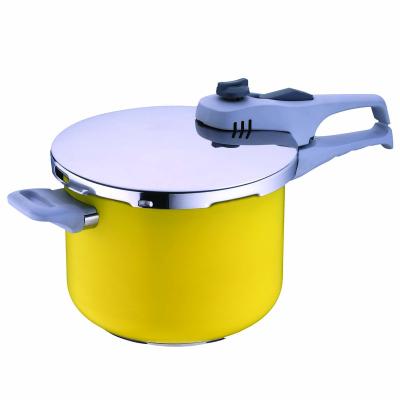 China Sustainable Hot Selling MJ Cookware Stainless Steel Cooking Pot Set Induction Bottom Pressure Cooker With Color Handle for sale