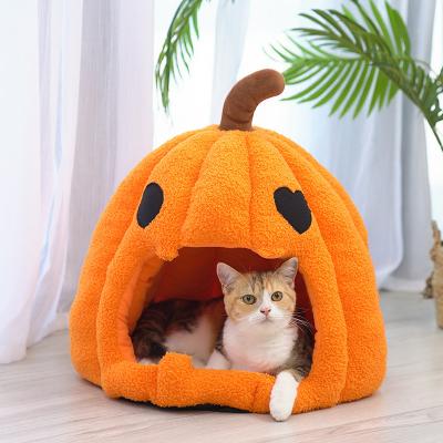 China New Design Pumpkin Pet Sleeping Bed Velvet Dog Room Easy Clean Pet Bed Room Wholesale Waterproof Luxury Pet Room for sale