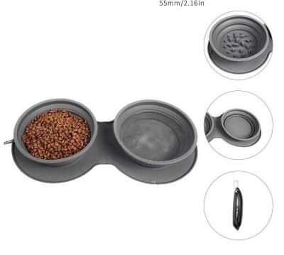 China Outdoor Collapsible Anti-Clog Portable Double Dog Food Bowl Pet Dog Bowl Sustainable Manufacturer for sale