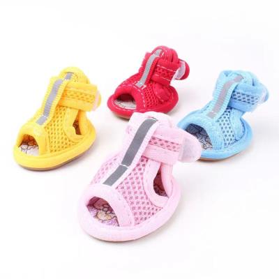 China Stocked Popular Non Slip Dog Shoes Lovely Pet Casual Shoes Summer Breathable Sandals Candy Color for sale