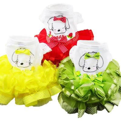 China Stocked Wholesale Pet Clothes Princess Polka Dot Princess Dress Wedding Dress Spring And Summer Gauze Dog Lovely for sale