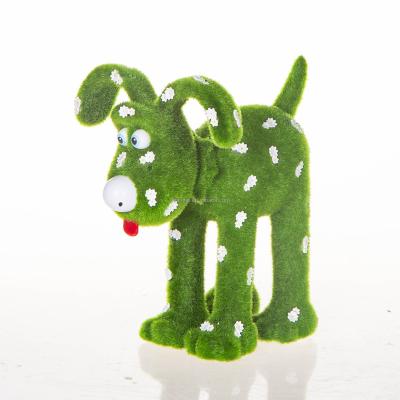 China Funny Europe Moss Flocked Dog Statue Artificial Lawn Grass Dog Figurine Garden Figurines For Home Yard Party Ornament Decoration for sale