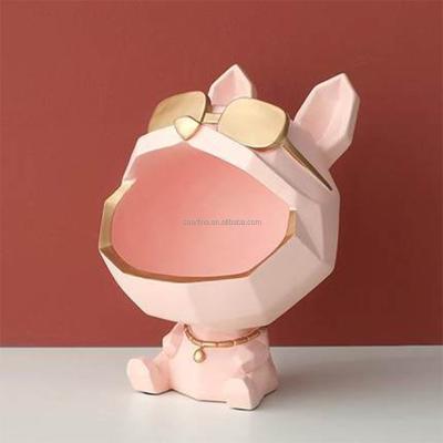 China Large Mouth Dog Figurine Europe Resin Art Sculpture Figurines Home Decor Gift Ornamental Decorative Storage Box Cool Decoration for sale