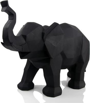 China Europe Big Elephant Collectible Figurines Black Sculpture Statue With Trunk Up Wealth Lucky Elephant Figurine, Perfect For Home Decor for sale