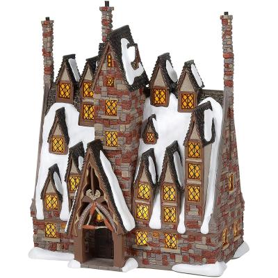 China Europe Harry Potter Christmas Decor Village Houses Statue LED Solar Light Up Snow Buildings Resin Figures Landscape Decor Gifts for sale