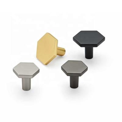 China Modern Brass Hexagon Shape Gray Zinc Color Furniture Sideboard Drawer Pulls Handles Knobs for sale