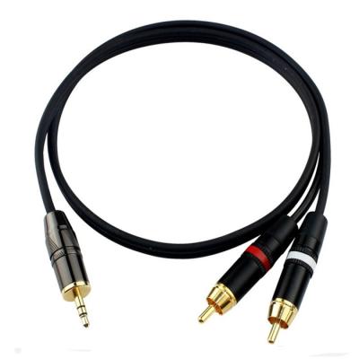 China Double male aux. 3.5mm/35mm gold plated stereo speaker shielded to DUAL 2 RCA Y male 2rca audio cable for sale