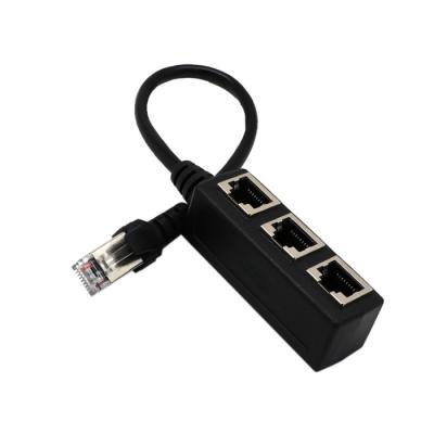 China Desktop RJ45 Y Splitter Ethernet Adapter Cable Adapter 1 Male To 3 Female Left LAN Networking Cable for sale