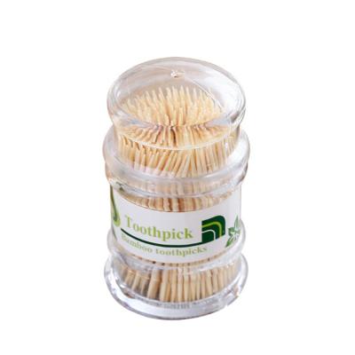 China High Quality Disposable Hot Sale Toothpick OEM Bamboo Wrap Packing Double Tooth Feature With Bottle for sale