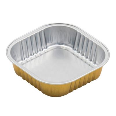 China Food 112x112x30mm Smooth Wall 220ml Aluminum Foil Cups Colorful Square Wall Baking Cup With Pet Lid CSQ220 YYSMALLCAP for sale