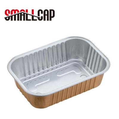 China Food 161x112x42mm Airtight Smooth Wall Heat Seal 500ml Aluminum Tray For Frozen Food Fresh Pet Food Container CREC500 for sale