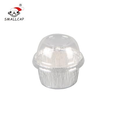 China 87x38mm 130ml Round 4oz Airline Aluminum Foil Cup Cake Mold Container GO87-PS Inexpensive yysmallcap Plastic Dome Baking Lid France for sale