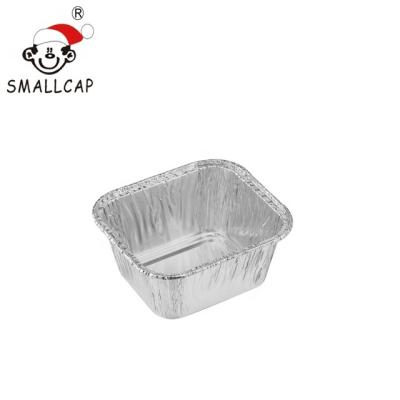 China Yysmallcap In-Flight Airline Meal Aluminum Foil Food Container Small Rectangle Bakery Cup 130ml 9x8x4cm REC09084F for sale