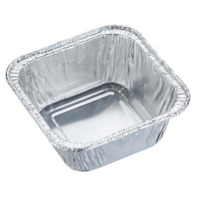 China Small Square Food Aluminum Foil Cakecup With Lid Outside for sale