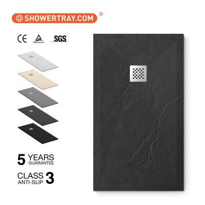 China Best Price Welcome Custom Colored Slate Shower Base Modern Solid Surface Resin Stone Shower Tray Anti-Slip Gel Coated Shower Pan for sale