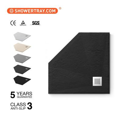 China Modern Trapezoid Gelcoat Anti-Slip Shower Tray Resin Stone Shower Base for sale