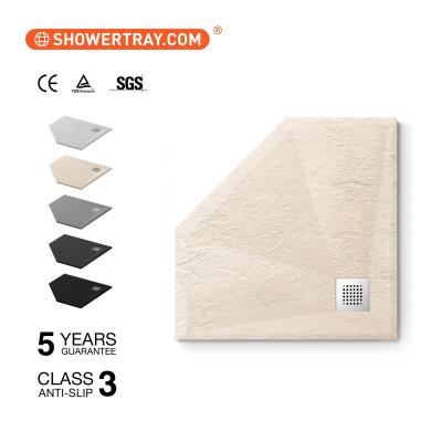 China Modern pure white bianco slate stone resin fiberglass shower room doccia de piatto shower tray for sale